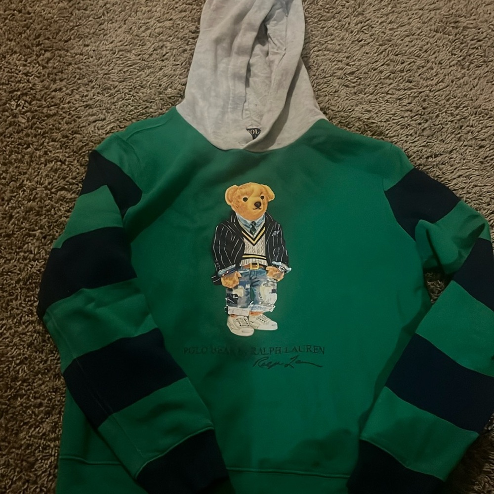 Authentic Polo Ralph Lauren green and blue hoodie worn 3 times